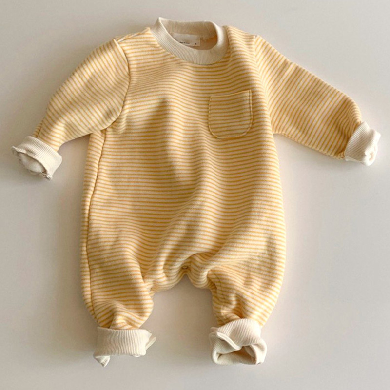 Baby Striped Long-Sleeve Jumpsuit