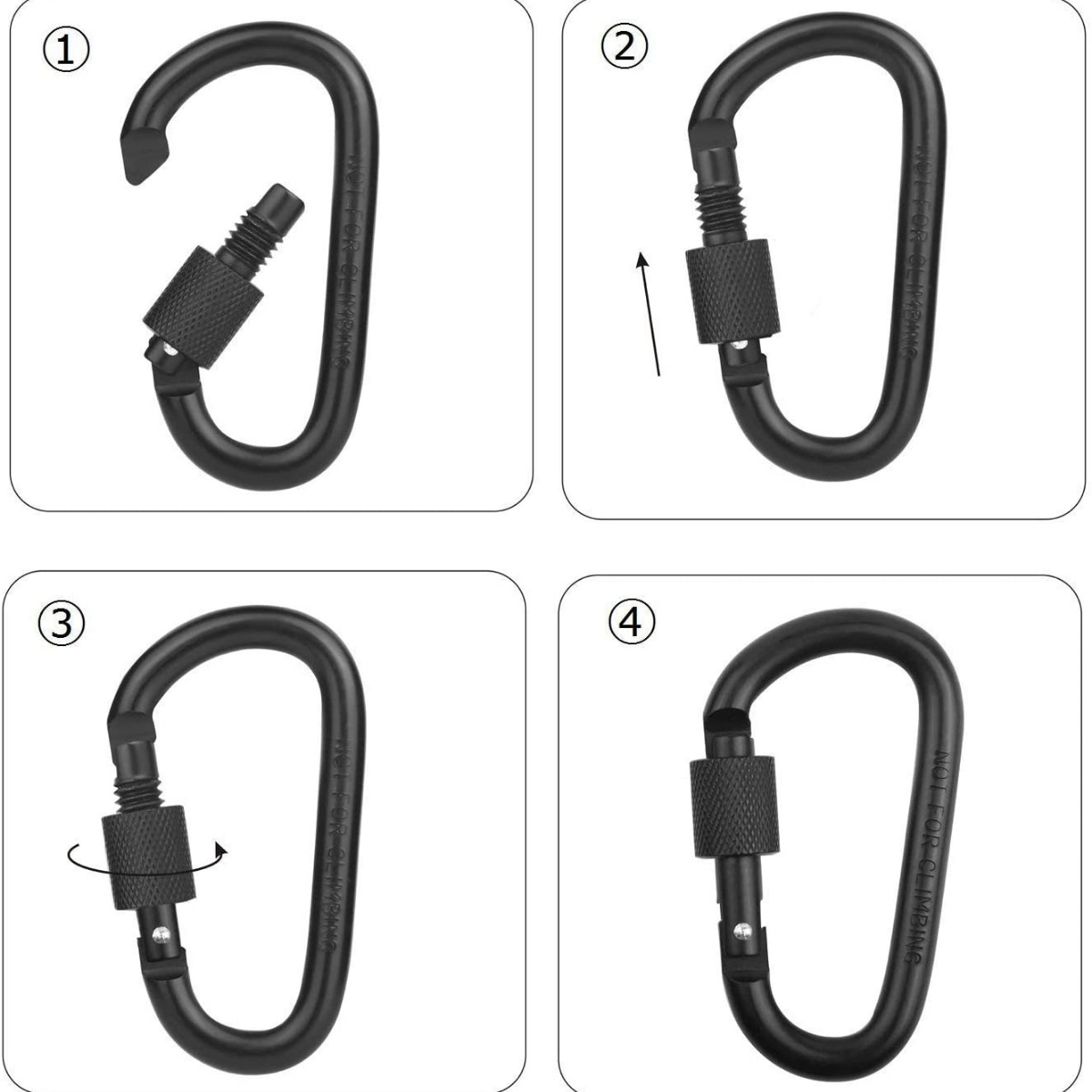 One Black 8 cm Screw-Lock Utility Carabiner