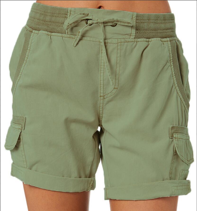 Women's Drawstring Cargo Shorts, Army Green
