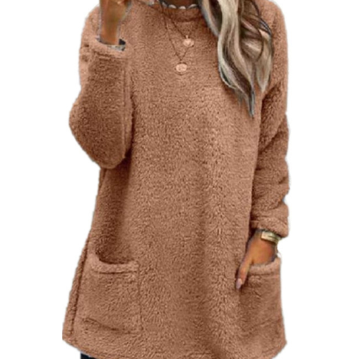 Women's Polyester Plush Pocket Pullover