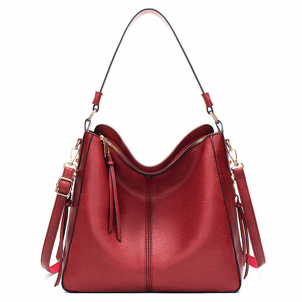 PU Shoulder Bag with Center Seam