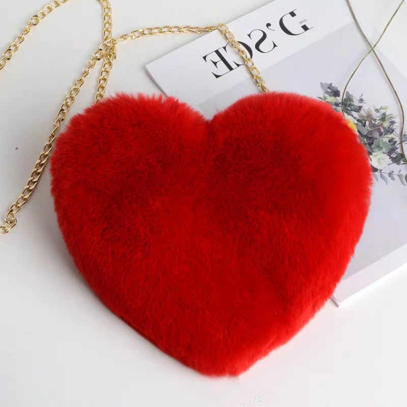 Red Plush Heart Shoulder Bag
