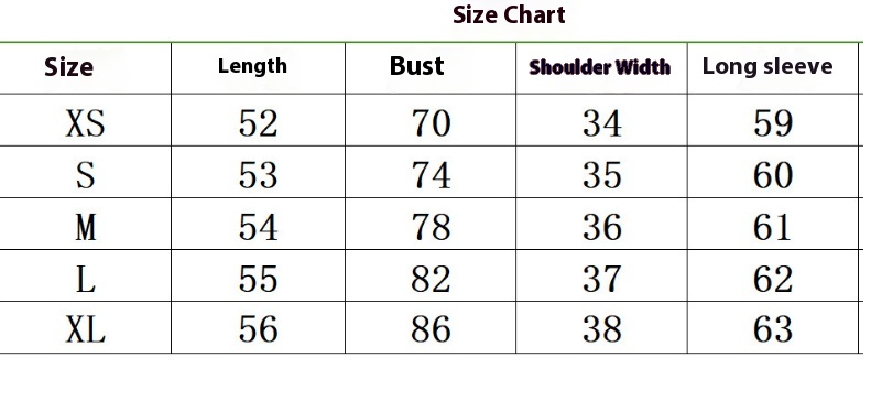 Slim Long-Sleeve Crewneck Top garment measurement chart
