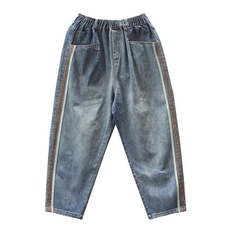 Women’s Blue Side-Stripe Cotton Jeans