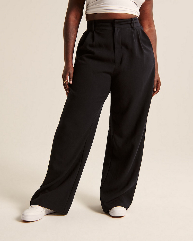 Women’s Black Wide-Leg Pants with Pockets