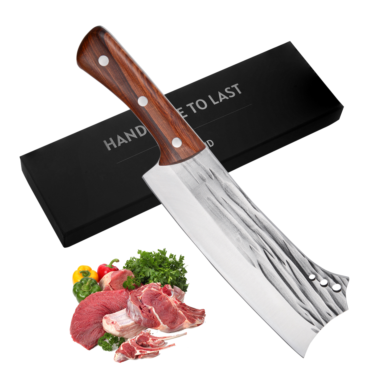 Kegani Stainless Steel Cleaver with Rosewood Handle