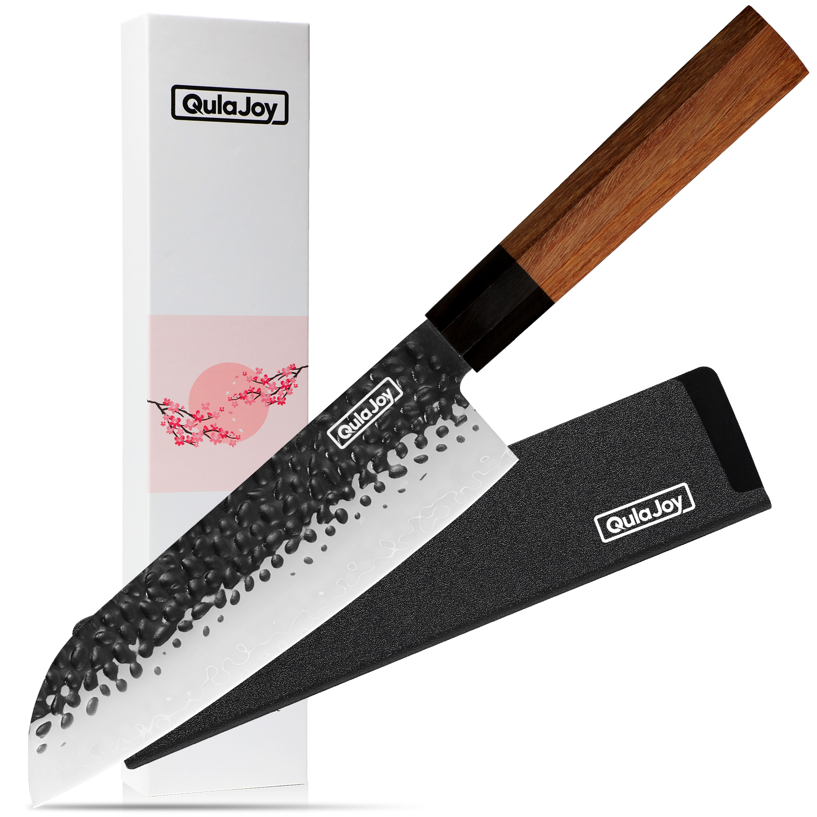 QulaJoy Santoku Kitchen Knife with Wood Handle