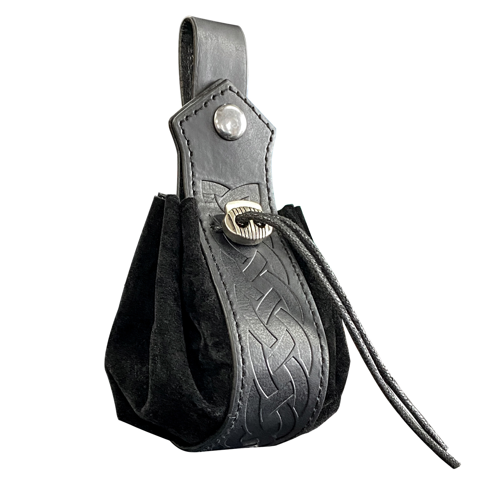Black A Knot-Pattern Belt Pouch
