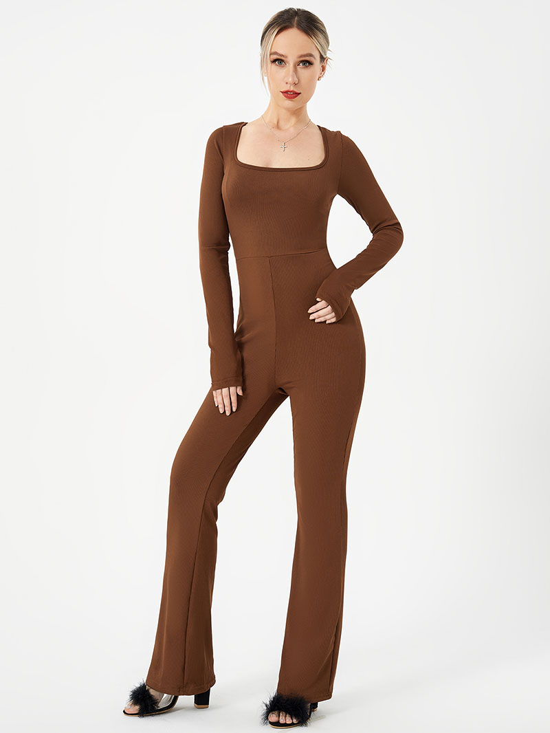 Women's Square-Neck Flared-Leg Jumpsuit