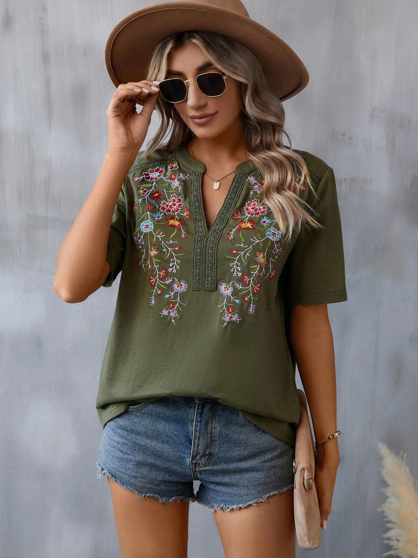 Women's Embroidered Polyester Blouse