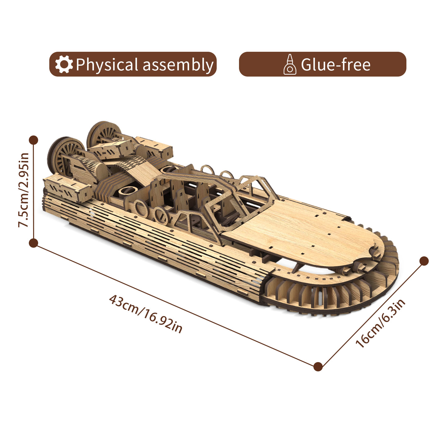 Allengrad Wooden Speedboat Assembly Model