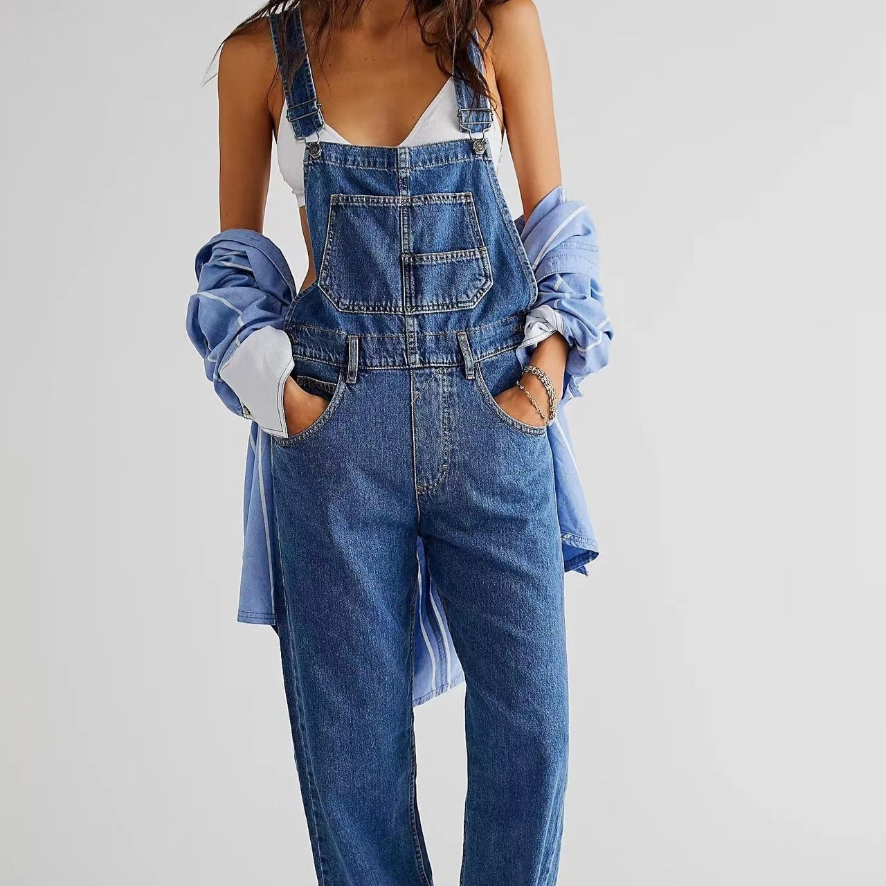 Women’s Cross-Back Denim Overalls