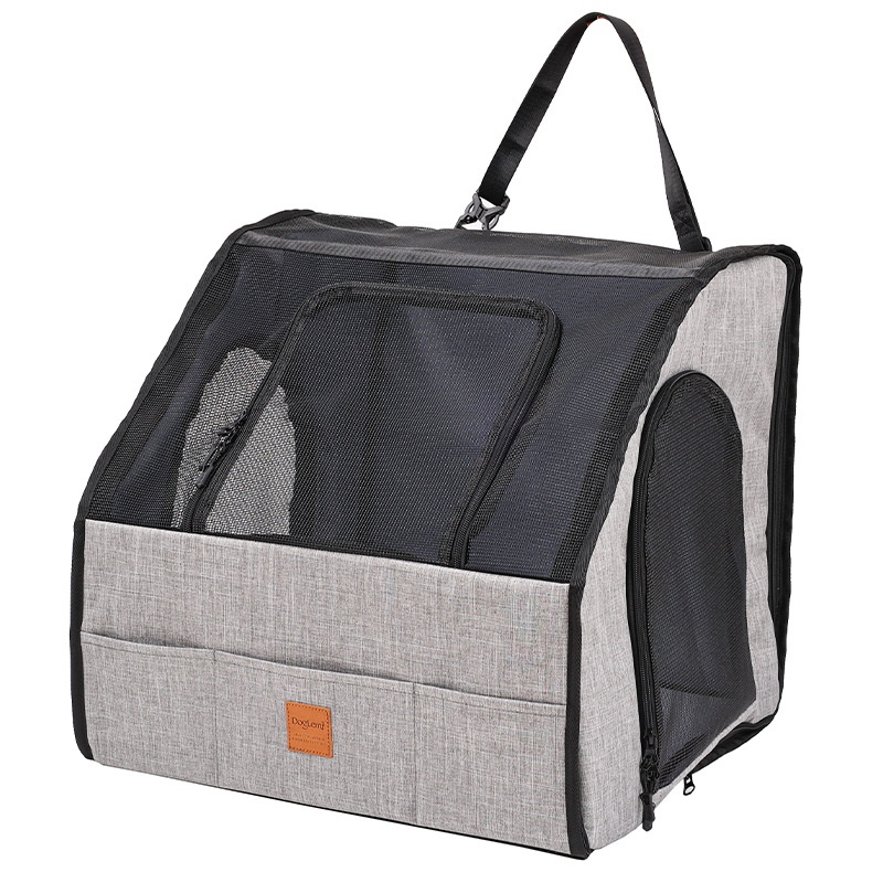 Foldable gray pet carrier enclosure