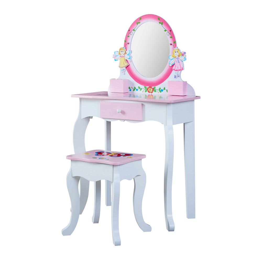 Pink Children’s Vanity Table and Stool