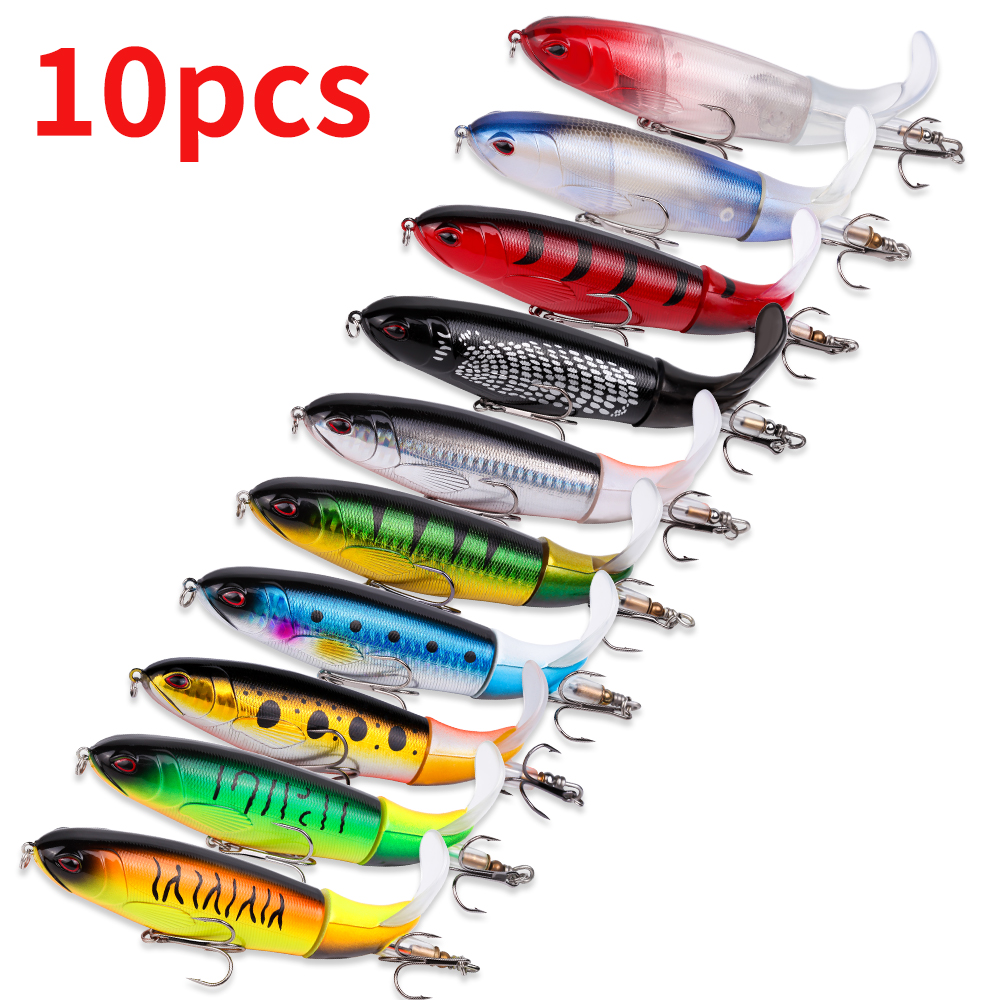 Propeller-Tail Fishing Lures — Ten 10 cm Pieces