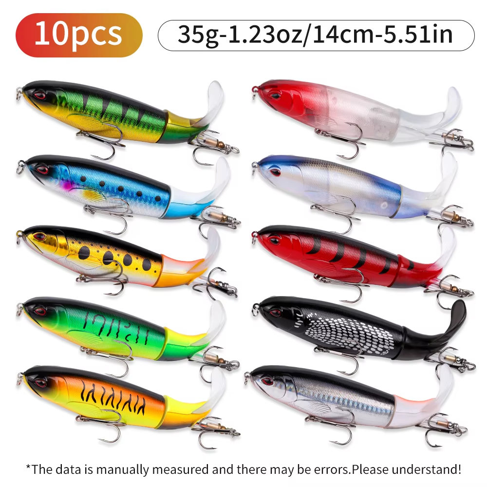 Large Propeller-Tail Fishing Lures — Ten 14 cm Baits