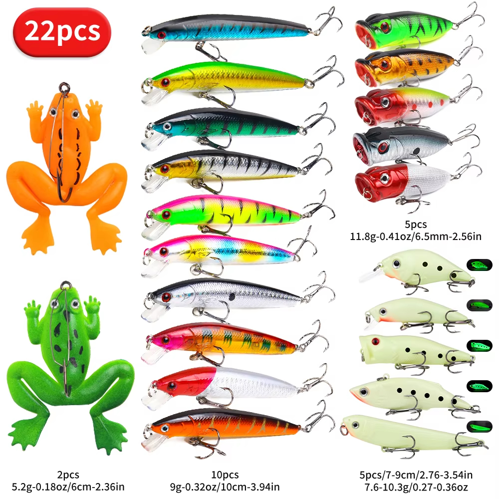 Assorted Fishing Lure Kit — 22 Pieces