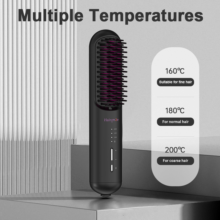Hairmila Black Cordless Heated Straightening Brush