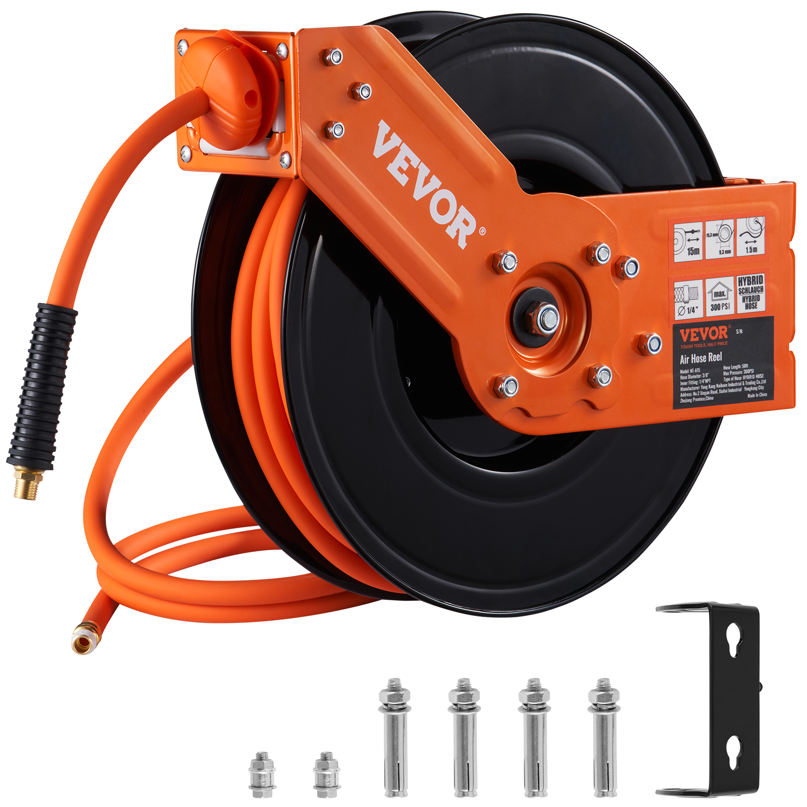 VEVOR 50-Foot Retractable Air Hose Reel