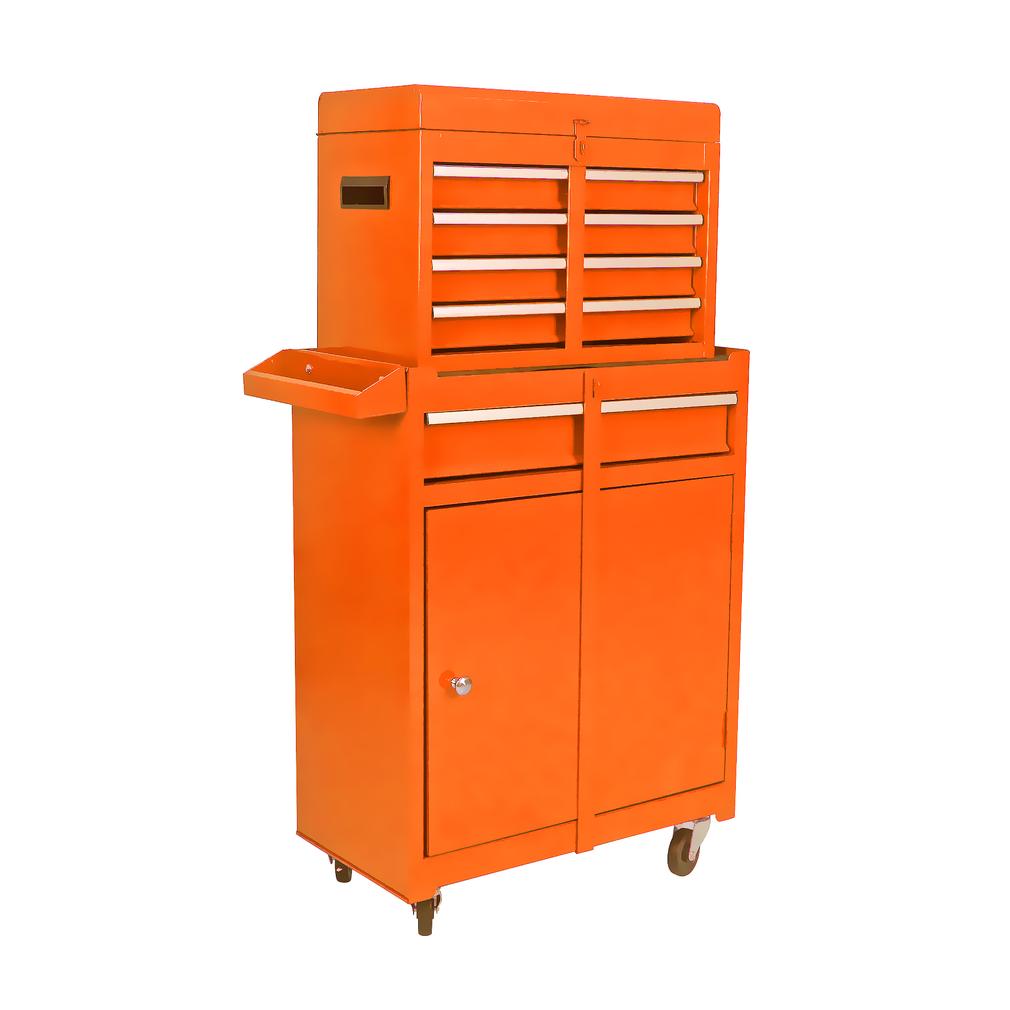 Orange Five-Drawer Tool Chest with Lower Cabinet