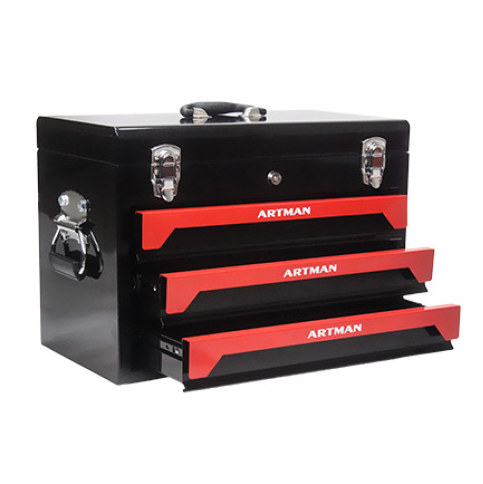 ARTMAN Black and Red Steel Three-Drawer Toolbox