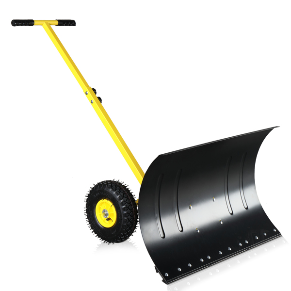 Adjustable Manual Snow Pusher with Wheels