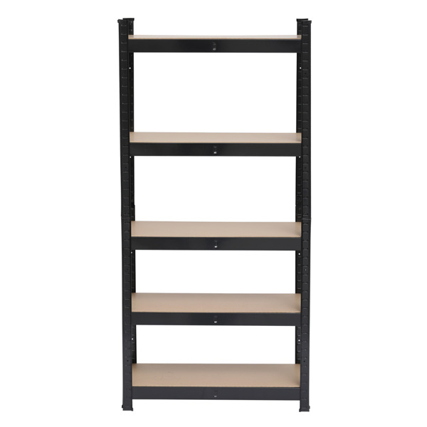 Black Five-Tier Steel and MDF Workshop Storage Rack
