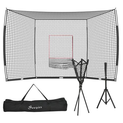 Soozier Baseball Practice Net Set with Tee and Ball Caddy