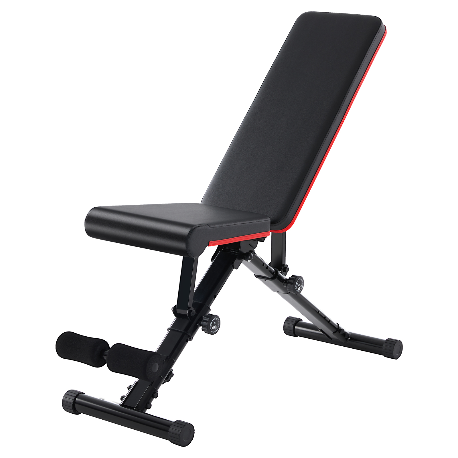 Black and Red Adjustable Folding Workout Bench