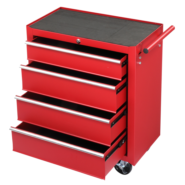 Red Four-Drawer Rolling Tool Cabinet