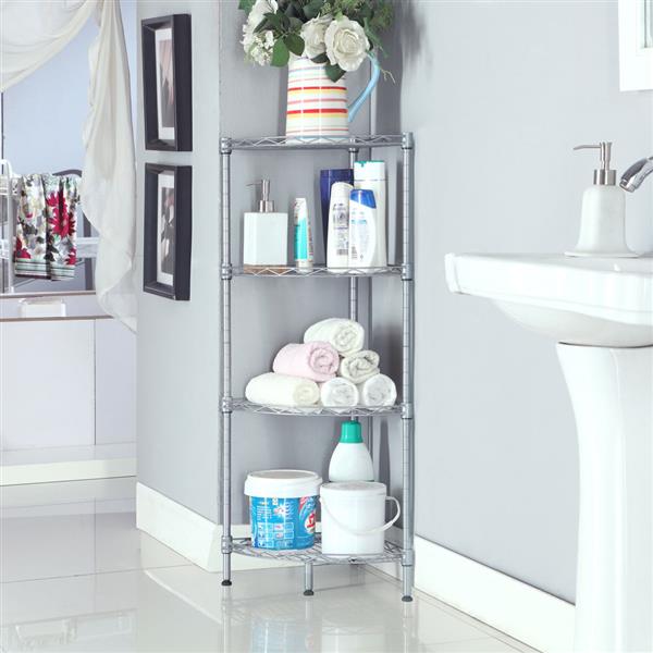 Silver Gray Four-Tier Corner Storage Rack