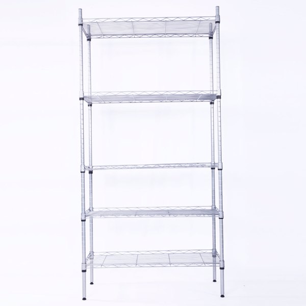 Silver Gray Five-Tier Wire Storage Rack