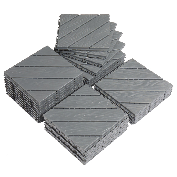 Gray Interlocking Polypropylene Deck Tiles — 27 Pieces