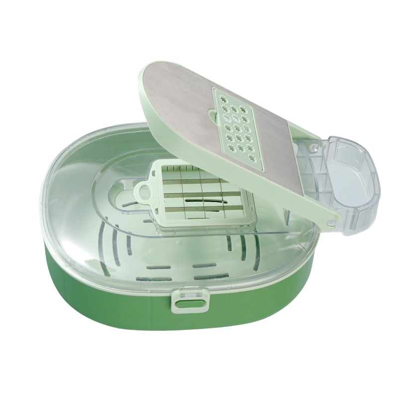 Green Manual Vegetable Chopper with Interchangeable Inserts