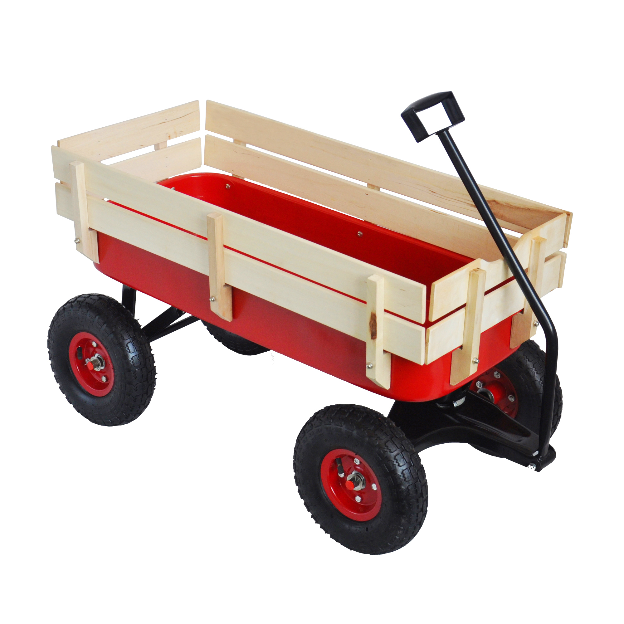 Red Garden Wagon with Removable Wood Sides