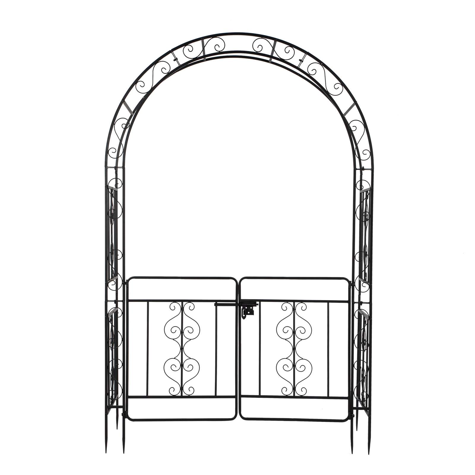 Black Garden Arch with Double Gate