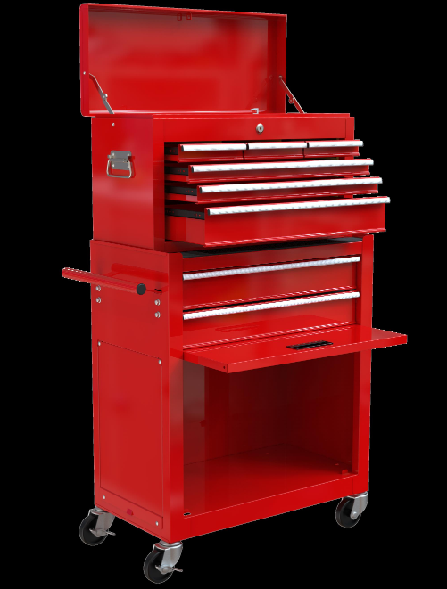 Red Eight-Drawer Rolling Tool Cabinet