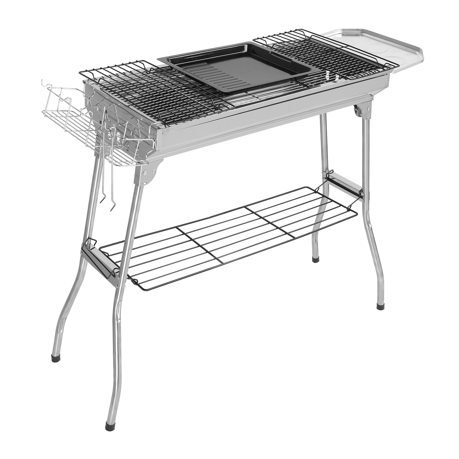 Portable Stainless Steel Charcoal Grill with Folding Legs