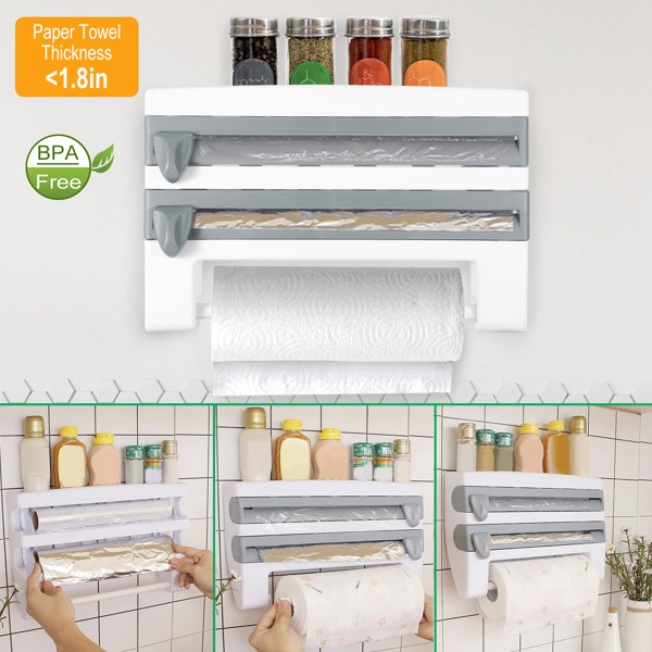Gray Wall-Mounted Wrap and Foil Dispenser