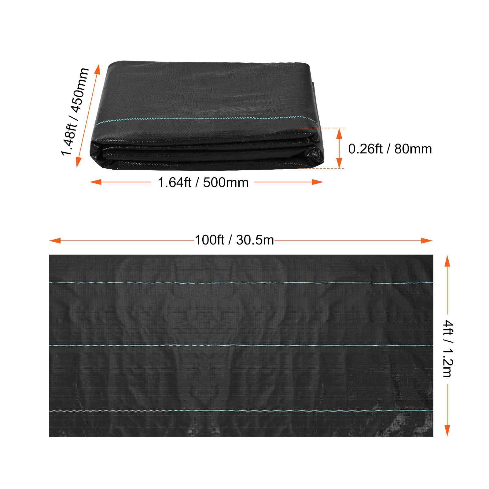 VEVOR 4 × 100 ft Woven Garden Weed Fabric