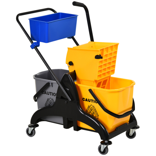 HOMCOM 6.9-Gallon Mop Bucket and Wringer Cart