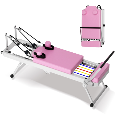 Pink Folding Pilates Reformer