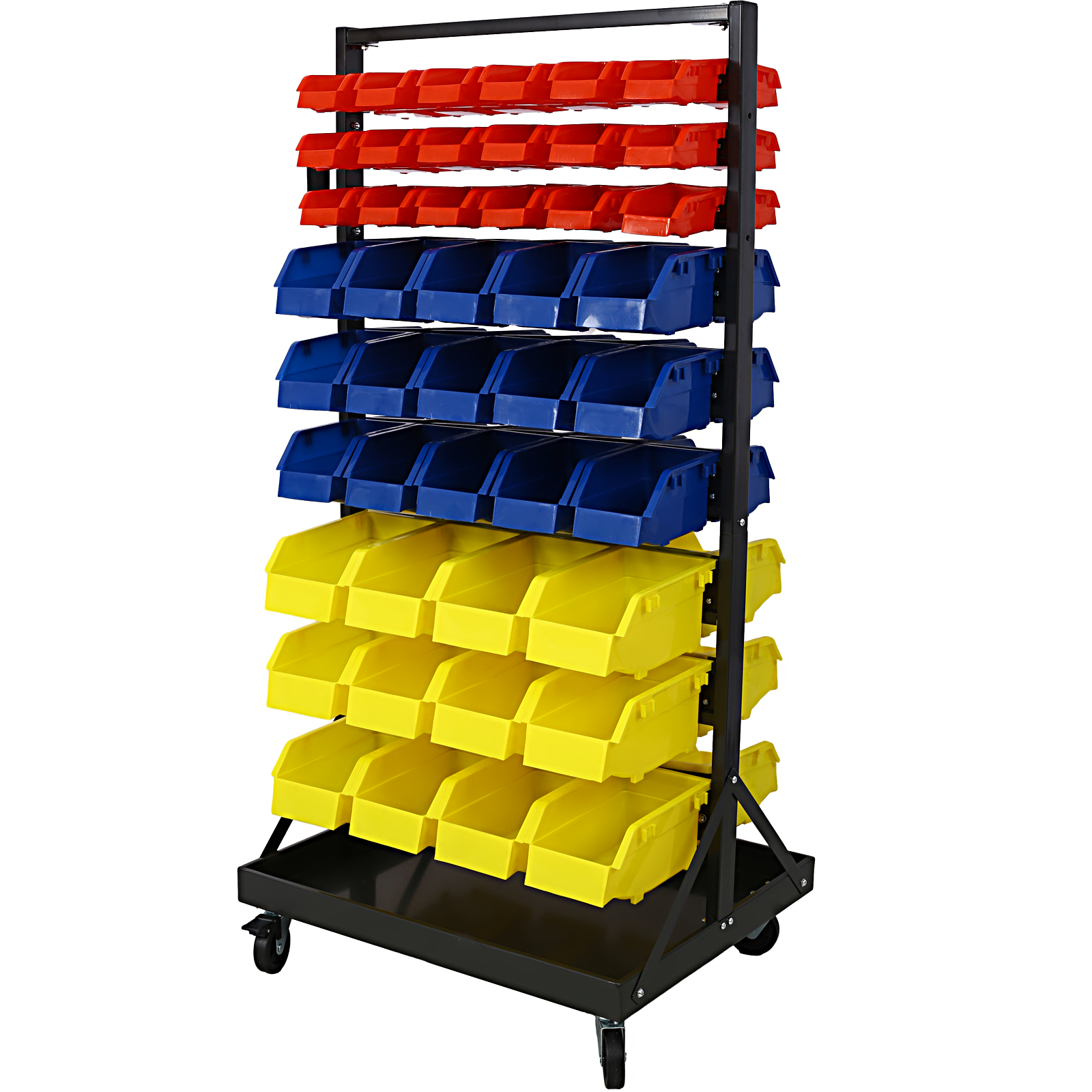 Double-Sided Rolling Parts Rack with 90 Bins