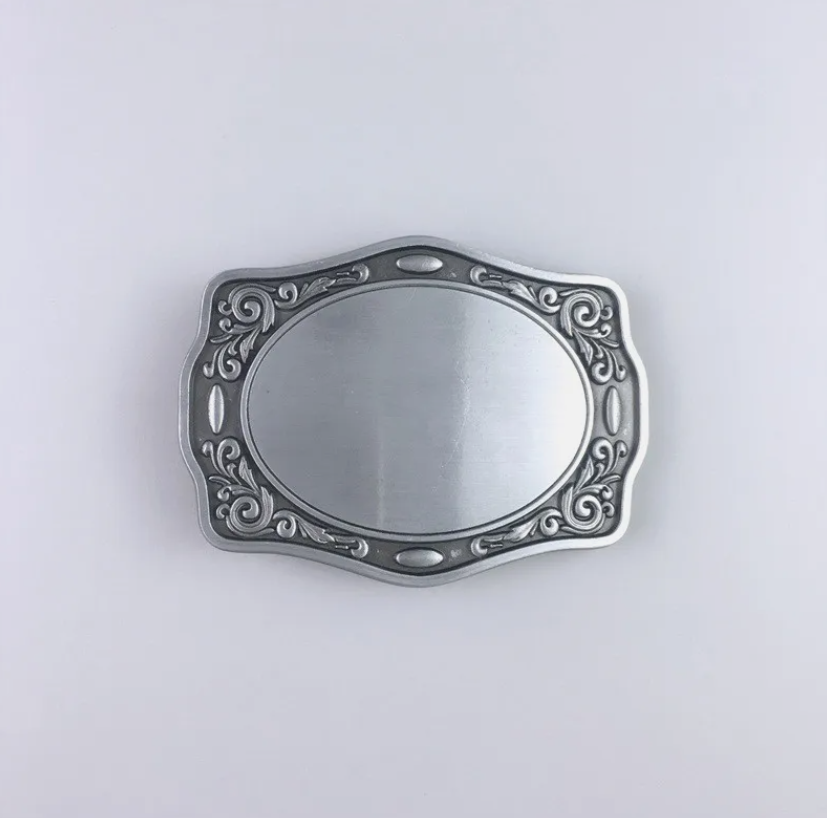 Silver-tone Western scroll belt buckle