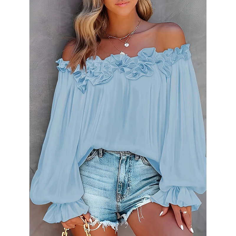 Women's Off-Shoulder Ruffle Polyester-Blend Blouse