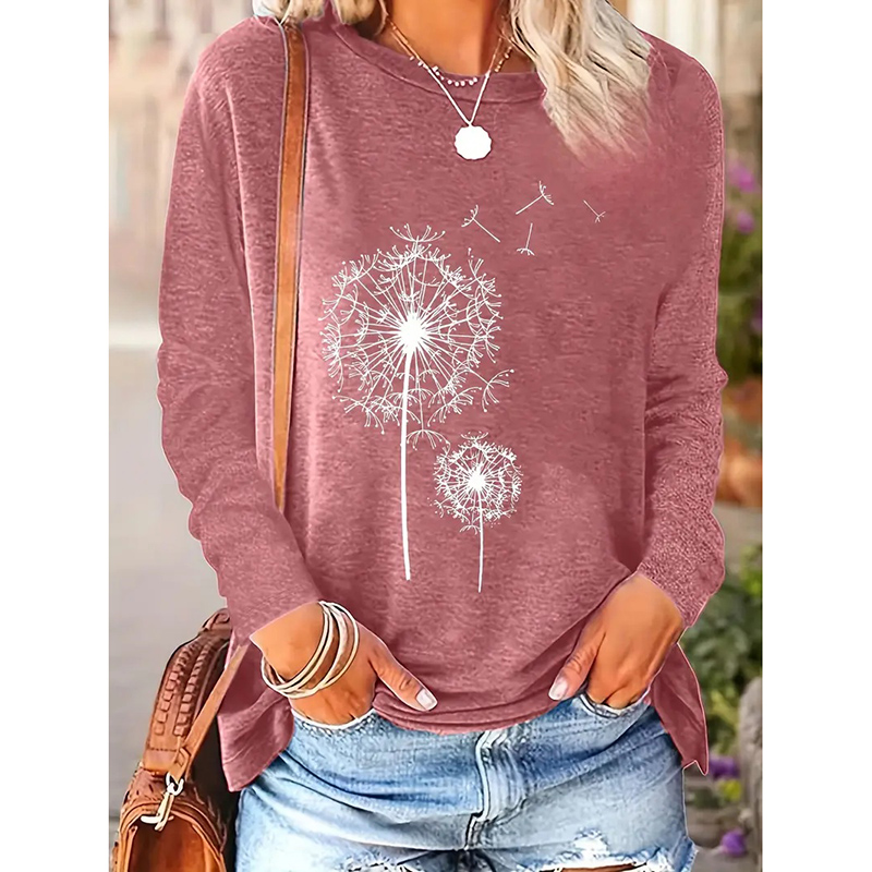 Women's Dandelion-Print Cotton-Spandex Shirt