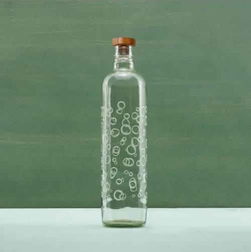 750 ml Textured Glass Bottle with Wooden Stopper