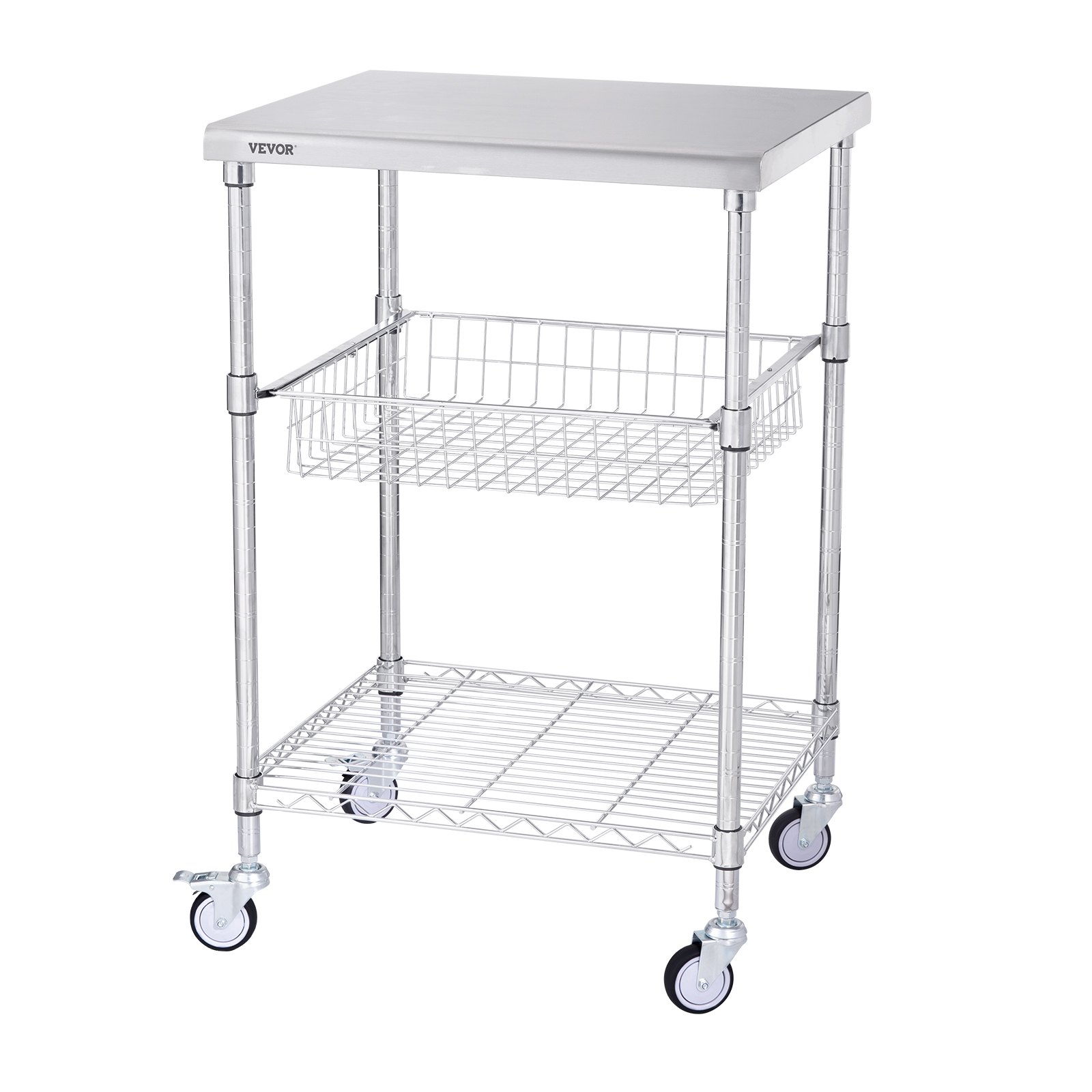 VEVOR Three-Tier Steel Utility Cart
