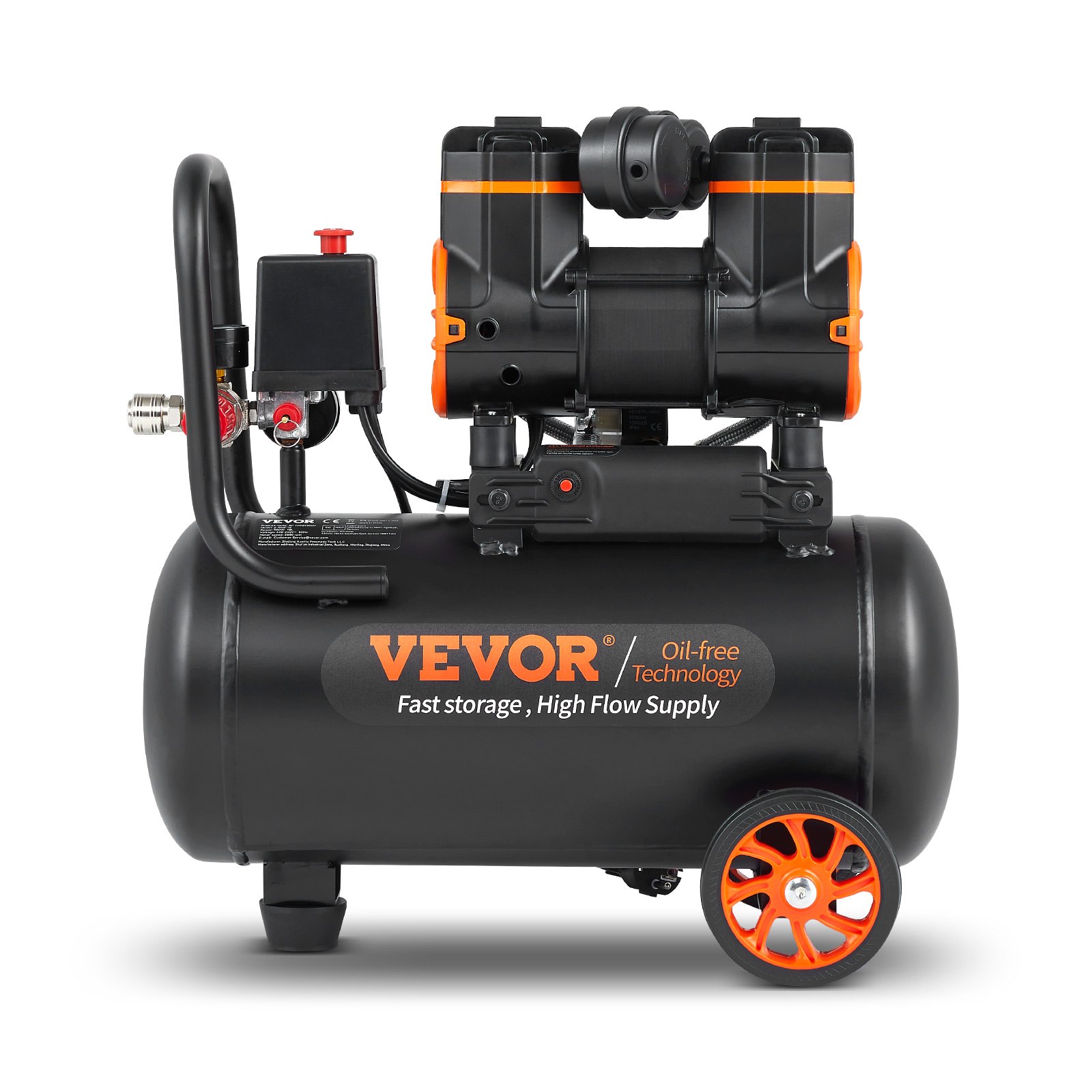 VEVOR 4.8-Gallon Oil-Free Air Compressor