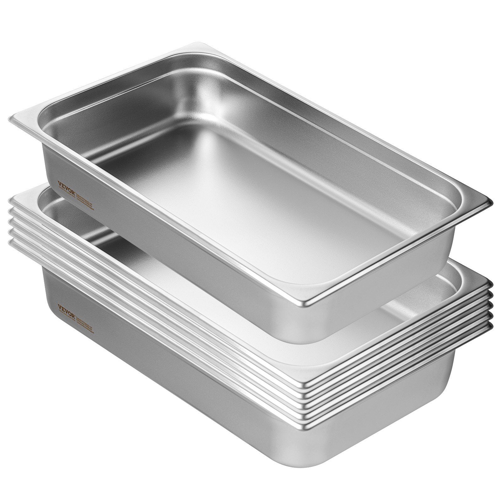 VEVOR Six Full-Size 4-Inch Steam Table Pans